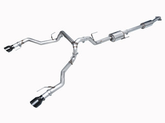 compare product AWE Tuning 2021+ Ford F-150 Tremor (w/ Bumper Cutouts) 0FG Resonated Cat-Back - Diamond Black Tips