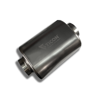 compare product Ticon Industries 17in OAL 3.5in In/Out Ultralight Titanium Muffler - 1mm Thickness