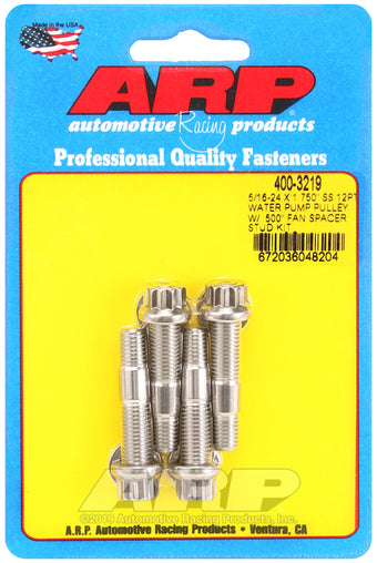 compare product ARP 5/16-24 X 1.750 SS 12pt water pump pulley w/ .500in fan spacer stud kit