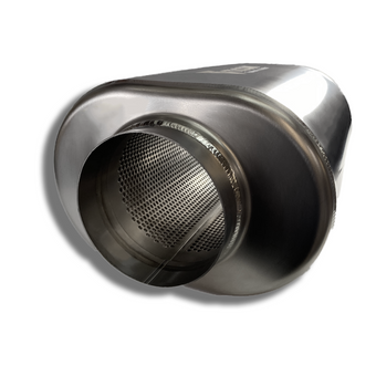 compare product Ticon Industries 12in Overall Length 3.5in Oval Titanium Muffler - 3.5in Center In/Center Out