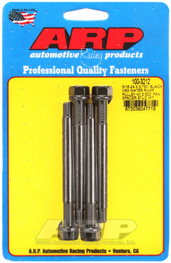 compare product ARP 5/16-24 X 3.750 Black Hex Water Pump Pulley w/ 2.500in Fan Spacer Stud Kit