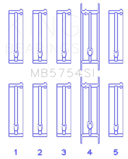 King Engine Bearings Chevrolet 121Ci/Ln2 134Ci Fl O/S 010 (Size +0.75mm) Main Bearing Set