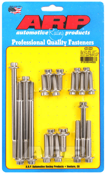 compare product ARP Buick 350 SS 12PT Timing Cover and Water Pump Bolt Kit