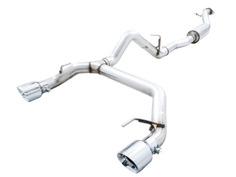 compare product AWE Tuning 2021+ Ford Bronco 0FG Dual Rear Exit Exhaust w/Chrome Silver Tips & Bash Guard