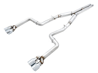 compare product AWE Tuning 2015+ Dodge Challenger 6.4L/6.2L SC Track Edition Exhaust - Quad Chrome Silver Tips