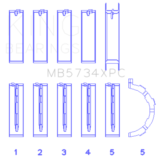 King Engine Bearings Ford 302cid Coyote Coated (Size .026) Crankshaft Main Bearings (Set of 5)