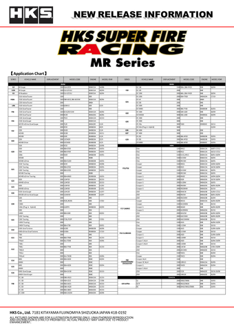 compare product HKS Super Fire Racing MR40XLB