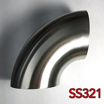 compare product Stainless Bros 3.5 in SS321 90 Deg Elbow - 1D / 3.5in CLR - 16GA / .065in - No Leg