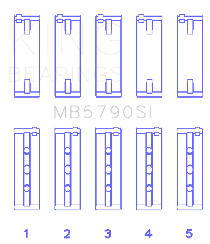 King Engine Bearings Porsche M 48.00/M 48.50 (Size +0.25mm) Main Bearing Set