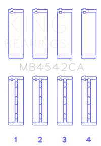 King Nissan VQ20DE, VQ25DD, VQ30DE/DD/DET, VQ35DE (Size +0.5mm) Crankshaft Main Bearing (Set of 4)