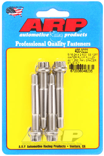 compare product ARP 5/16-24 X 2.500 SS 12pt water pump pulley w/ 1.250in fan spacer stud kit