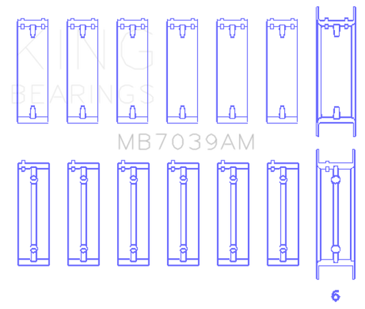 King Engine Bearings B.M.W/Opel M 51/M 57/D 25/Y 25 Td (Size +0.50mm) Main Bearing Set