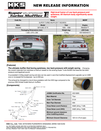 compare product HKS SUPER TURBO MUFFLER TI BCNR33 RB26DETT