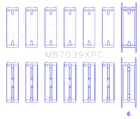 King Engine Bearings BMW M20/M50 2.0L/2.5L/2.7L Crankshaft Main Bearings Set - 7 Pairs Coated