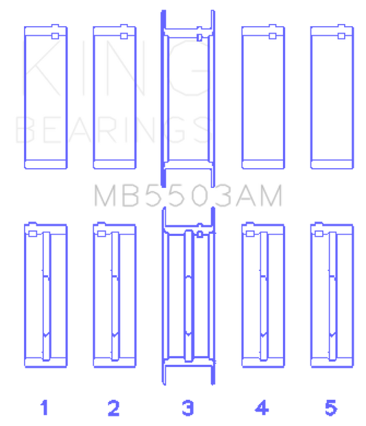King Engine Bearings Ford V8 351ci 5.8L 16V Crankshaft Main Bearings (Size 030) - Set of 5