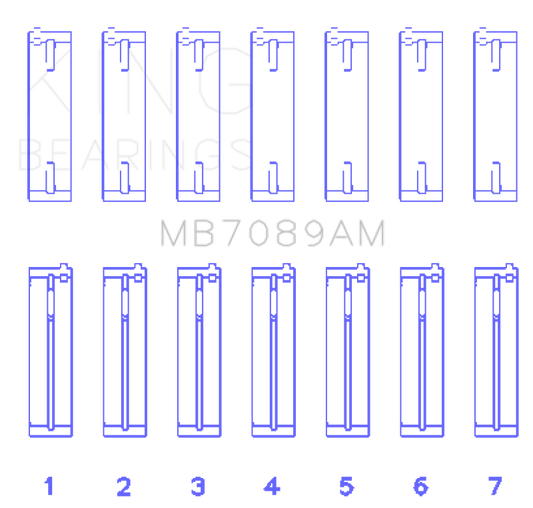 King Engine Bearings Audi/Volkswagen ABV/AES/AUE Crankshaft Main Bearing Set (Set of 7) - Size STD