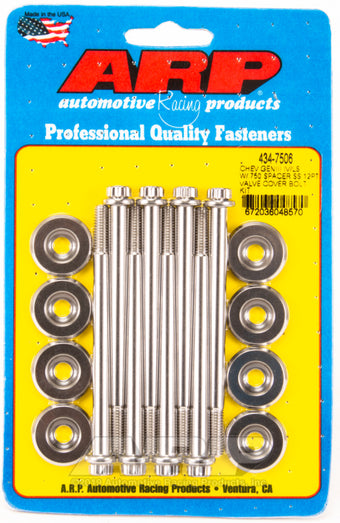 compare product ARP Small Block Chevy GENIII/IV LS Series .750 Spacer 12pt Valve Cover Bolt Kit - Stainless Steel