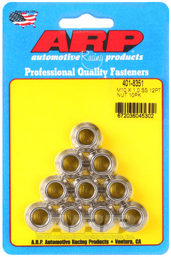 compare product ARP M10 X 1.0 SS 12pt Stainless Steel Nut Kit