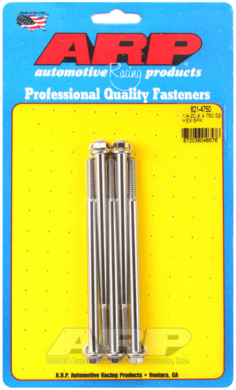 compare product ARP 1/4-20 x 4.750 hex SS bolts