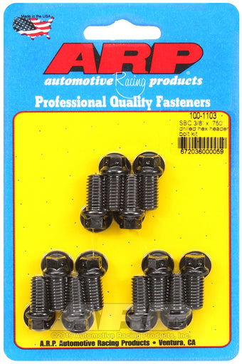 compare product ARP SB Chevy 3/8 x .750in Drilled Hex Header Bolt Kit