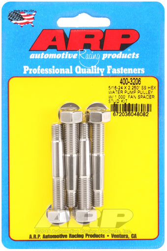 compare product ARP 5/16-24 X 2.250 SS Hex Water Pump Pulley w/ 1.000in Fan Spacer Stud Kit