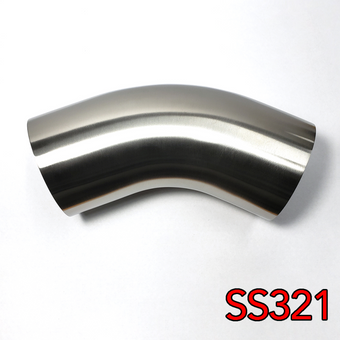 compare product Stainless Bros 3.5in SS321 45 Deg Mandrel Bend Elbow - 1D Radius 16GA/.065in Wall (Leg)
