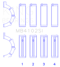 King Engine Bearings Chrysler 226 3.7L (Size .026) Crankshaft Main Bearings (Set of 4)