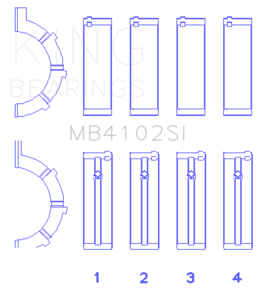 King Engine Bearings Chrysler 226 3.7L (Size .026) Crankshaft Main Bearings (Set of 4)