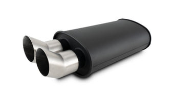 compare product Vibrant Flat Blk Muffler 9x5x15in Body 3in Inlet ID 3in Tip OD w/Dual DTM Cut Tips