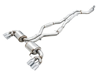 compare product AWE Tuning 2019+ BMW M340i (G20) Resonated Touring Edition Exhaust - Quad Chrome Silver Tips