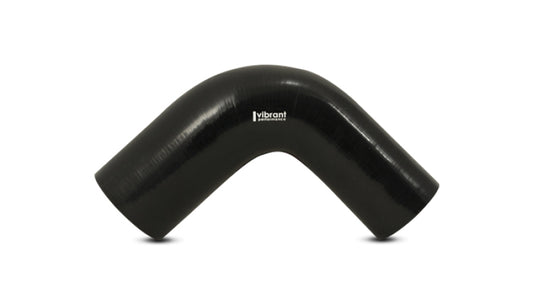 Vibrant 3in ID x 3.5in ID x 4in Long Gloss Black Silicone 90 Degree Transition Elbow