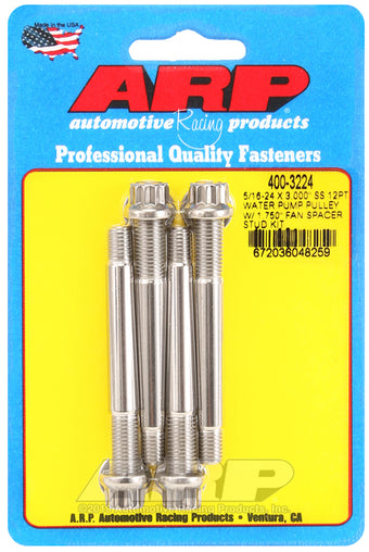 compare product ARP 5/16-24 X 3.000 SS 12pt water pump pulley w/ 1.750in fan spacer stud kit