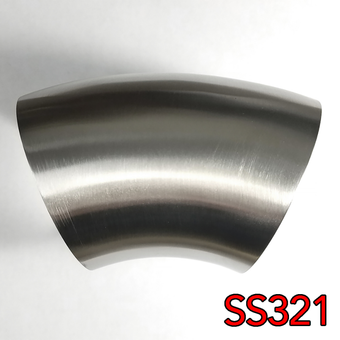 compare product Stainless Bros SS321 1.625in 45 Deg Mandrel Bend Elbow - 1.5D Radius 16GA/.065in Wall (No Leg)