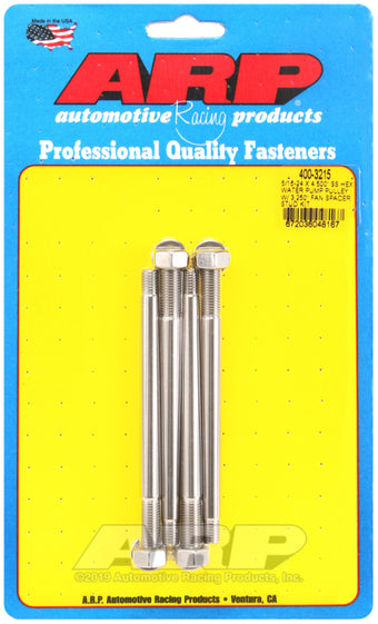 compare product ARP 5/16-24 X 4.500 SS Hex Water Pump Pulley w/ 3.250in Fan Spacer Stud Kit