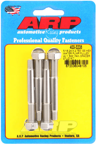 compare product ARP 5/16-24 X 2.750 SS Hex Water Pump Pulley w/ 1.500in Fan Spacer Stud Kit