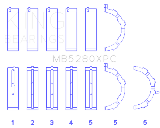 King Engine Bearings Ford V8 4.6L/5.4L SOHC Coated (Size .026) Crankshaft Main Bearings (Set of 5)