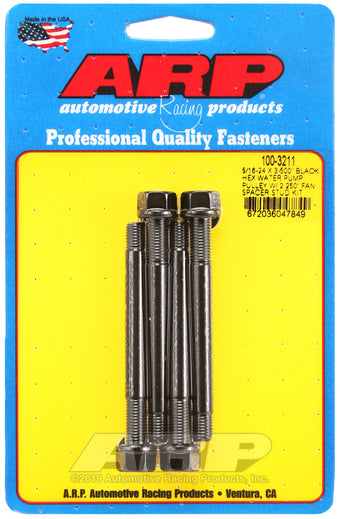 compare product ARP 5/16-24 X 3.500 Black Hex Water Pump Pulley w/ 2.250in Fan Spacer Stud Kit