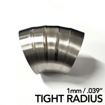 compare product Ticon Industries 2.5in Dia 1.5D Loose Rad 45Deg Bend 1mm/.039in Pre Welded Titanium Pie Cut - 5pk