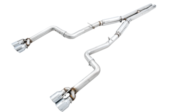 compare product AWE Tuning 2017+ Dodge Challenger 5.7L Track Edition Exhaust - Chrome Silver Quad Tips