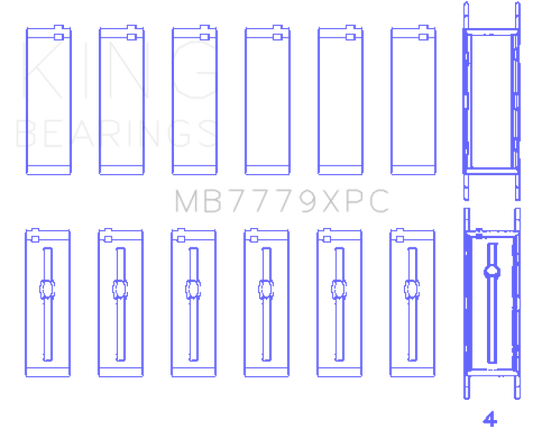 King Engine Bearings BMW B58B30A (Size 0.26) Coated Performance Main Bearing Set