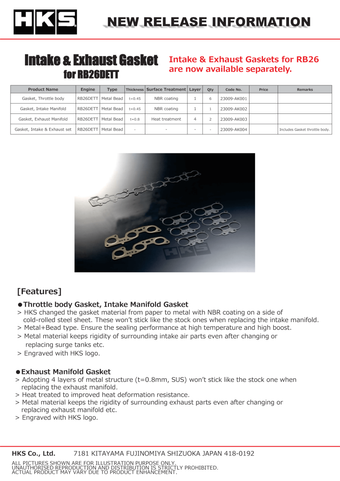 compare product HKS RB26DETT Exhaust Manifold Gasket