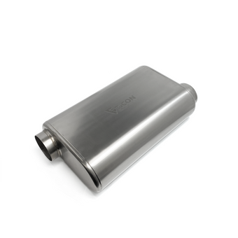 compare product Ticon Industries 17in Overall Length 2.5in Thin Oval Titanium Muffler - 2.5in Offset In/Offset Out