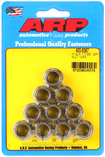 compare product ARP M12 X 1.00 (M14 wr) SS 12pt nut kit