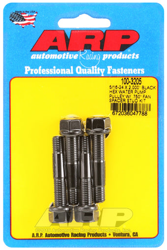 compare product ARP 5/16-24 X 2.000 Black Hex Water Pump Pulley w/ .750in Fan Spacer Stud Kit
